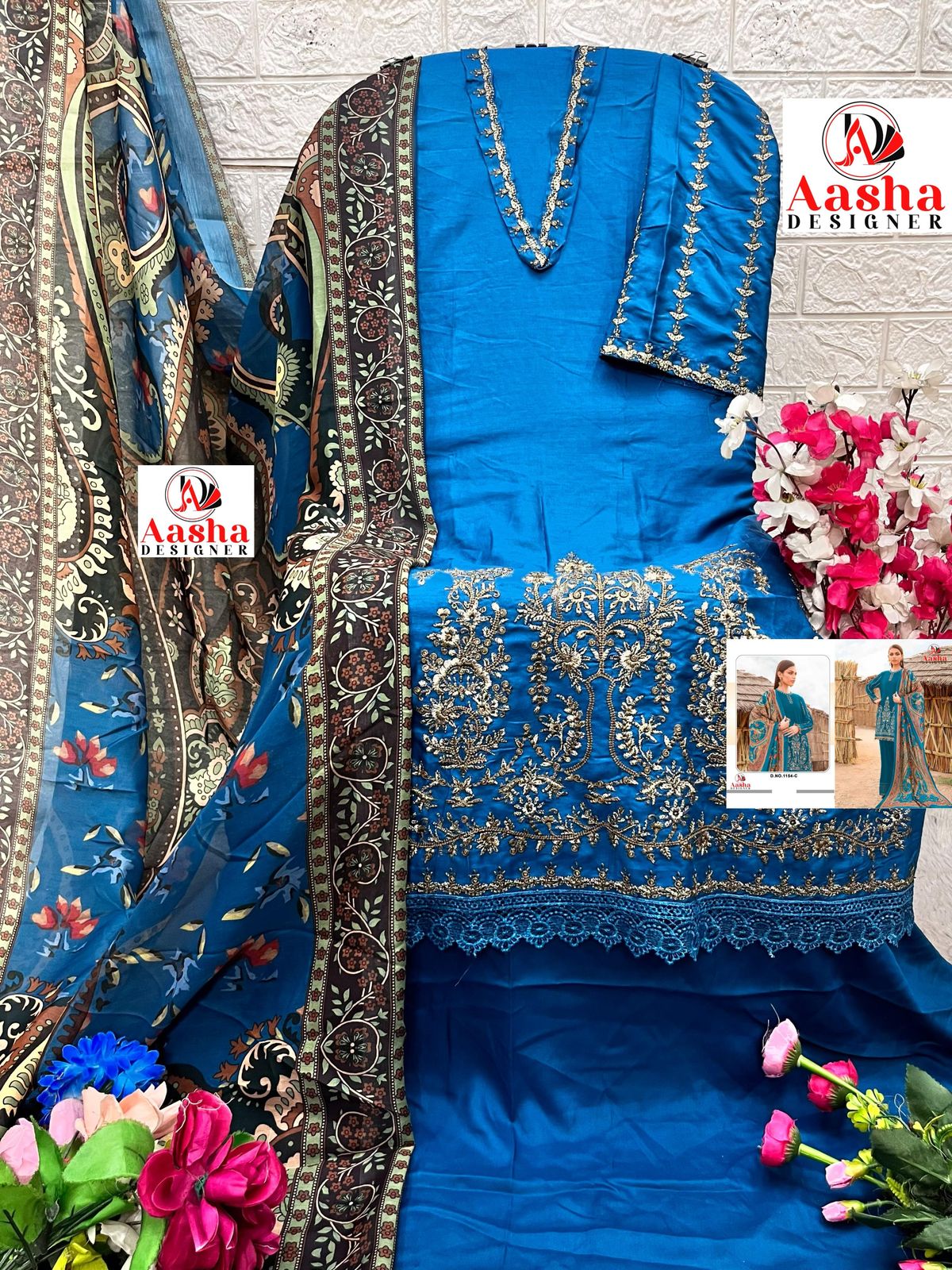 Aasha 1154 B To C Heavy Rayon Embroidery Pakistani Suits Orders In India